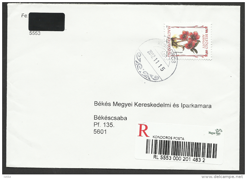 Hungary, Registered  Cover With Inland Registered Stamp-Helleborus Purpurascens, 2011. - Covers & Documents