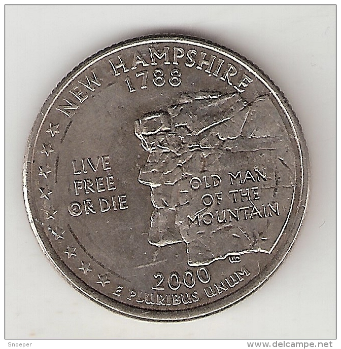 Usa 1/4 Dollar 2000 D Km 308 New Hampsire - 1999-2009: State Quarters