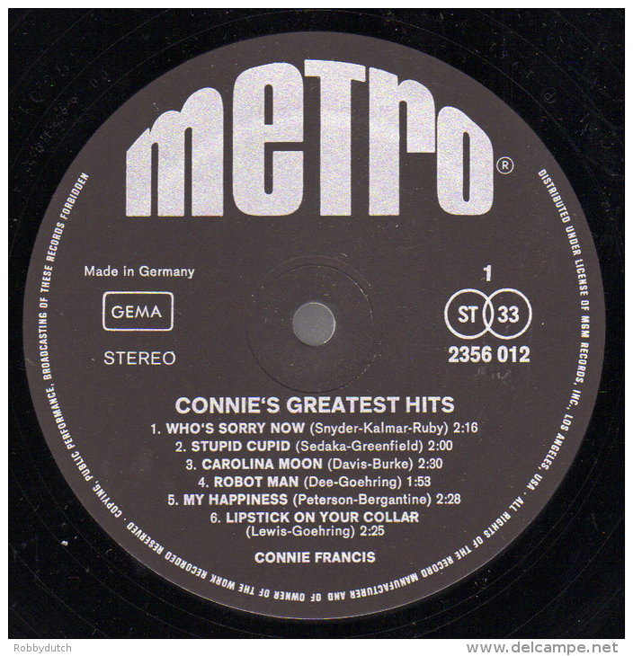 * LP *  CONNIE FRANCIS - CONNIE'S GREATEST HITS (Germany 1961 EX-!!!) - Andere - Engelstalig