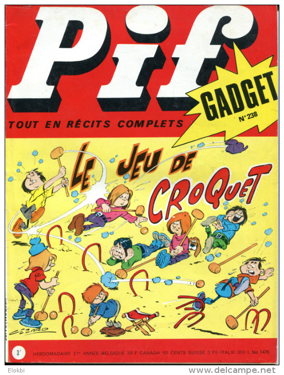 Pif Gadget N°238 (Vaillant 1476) BD De Dr Justice Et BD De Davy Crockett - Pif Gadget