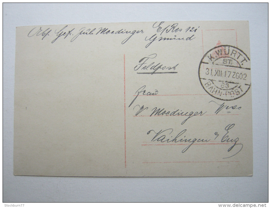 1917 , ST. 33  , Klarer Bahnpoststempel Auf Karte - Feldpost (Portofreiheit)