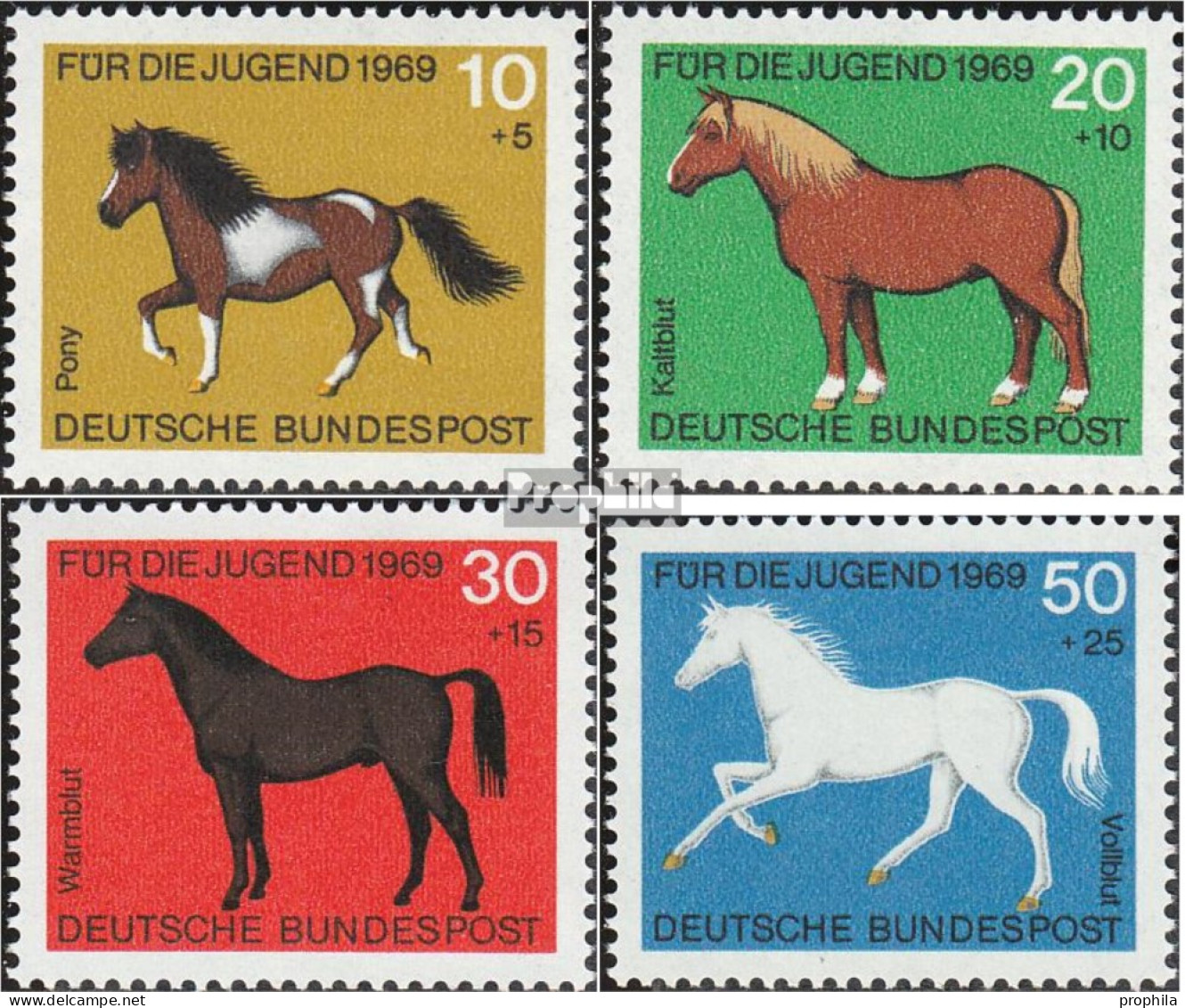 BRD (BR.Deutschland) 578-581 (kompl.Ausgabe) Postfrisch 1969 Jugend: Pferderassen - Ungebraucht