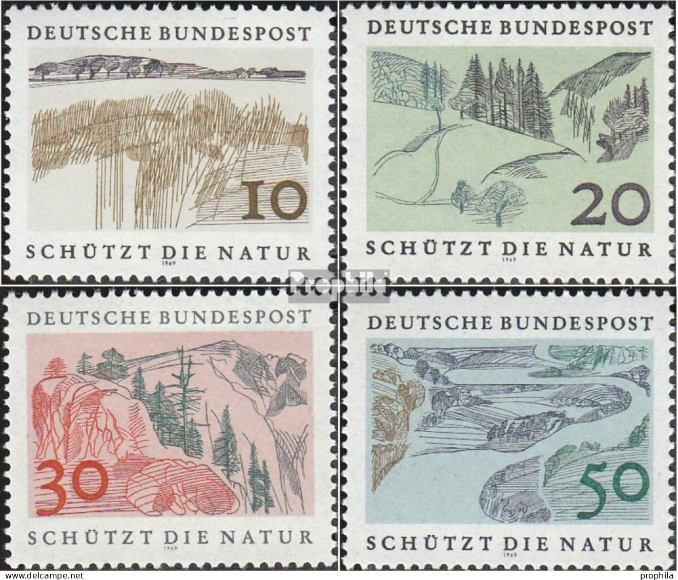 BRD (BR.Deutschland) 591-594 (kompl.Ausgabe) Postfrisch 1969 Naturschutz - Ungebraucht