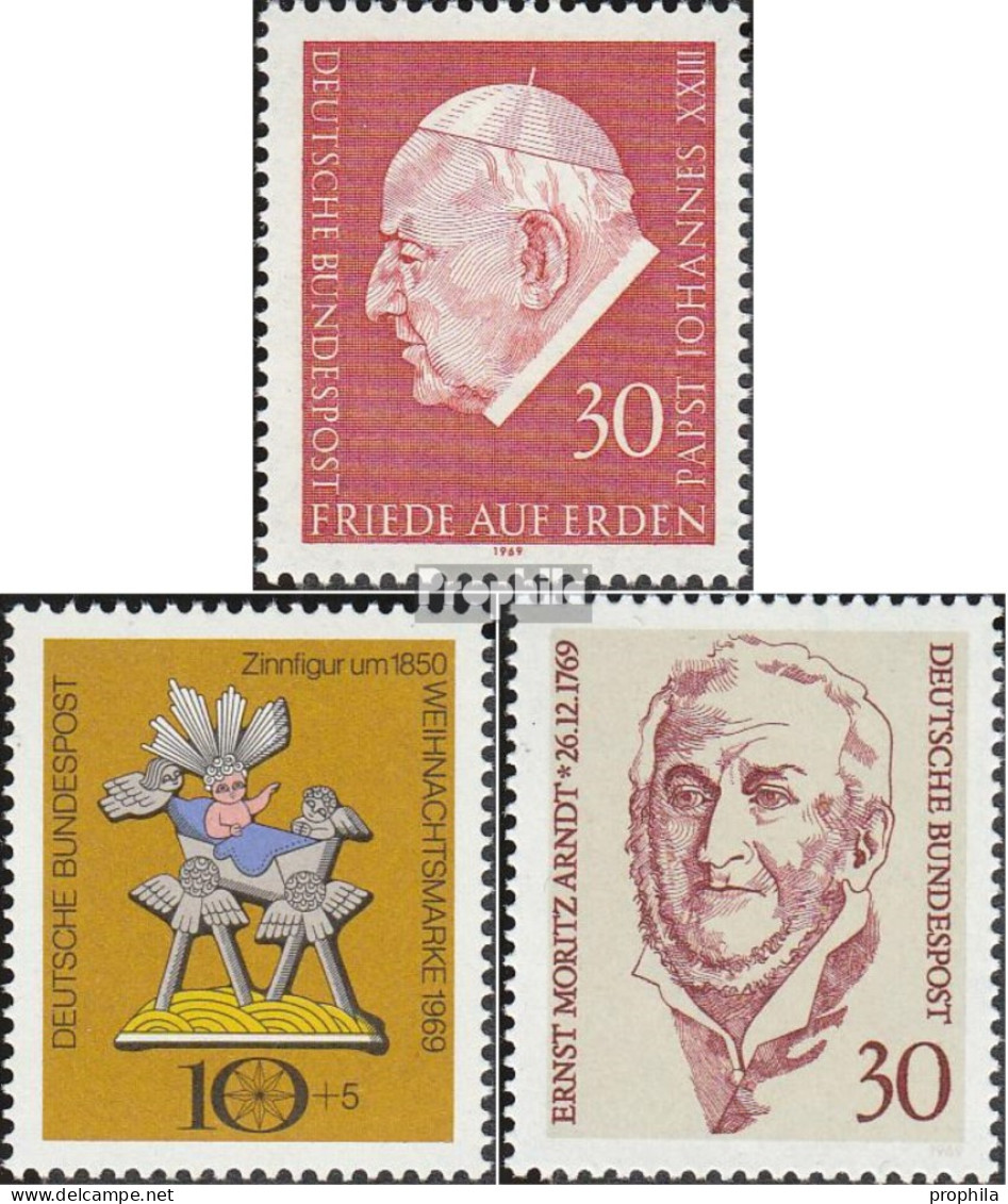 BRD (BR.Deutschland) 609,610,611 (kompl.Ausg.) Postfrisch 1969 Papst, Weihnachten, Arndt - Ungebraucht