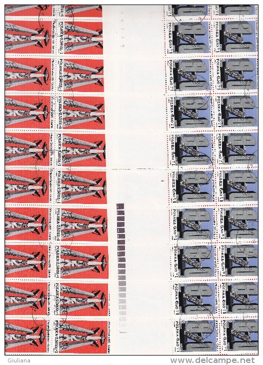 Polonia 1981 - Yt 2597/98  Used Fogli Completi Di 35val.   Monumenti Vittime Dicembre 1970 - Full Sheets