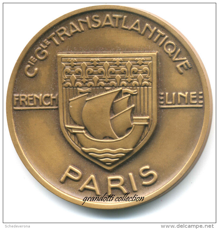 COMPAGNIE GENERALE TRANSATLANTIQUE MEDAILLE FRENCH LINE PARIS - Professionali / Di Società