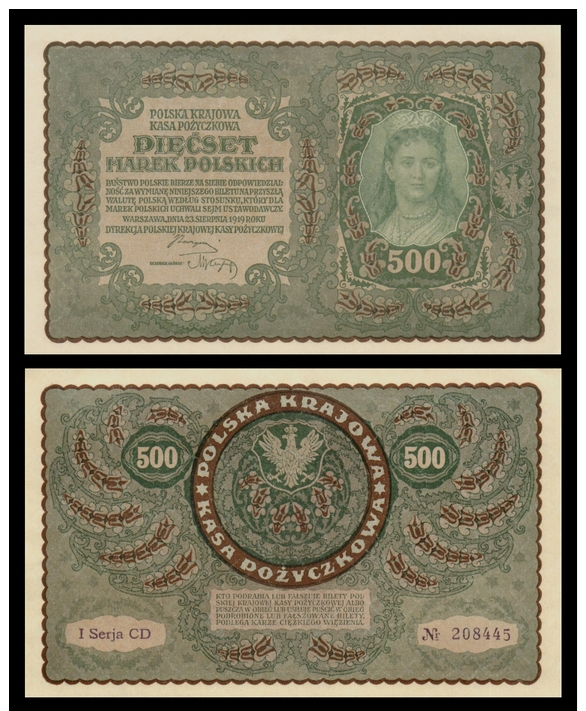 Poland 500 MAREK 23.8.1919 P 28 UNC - Poland