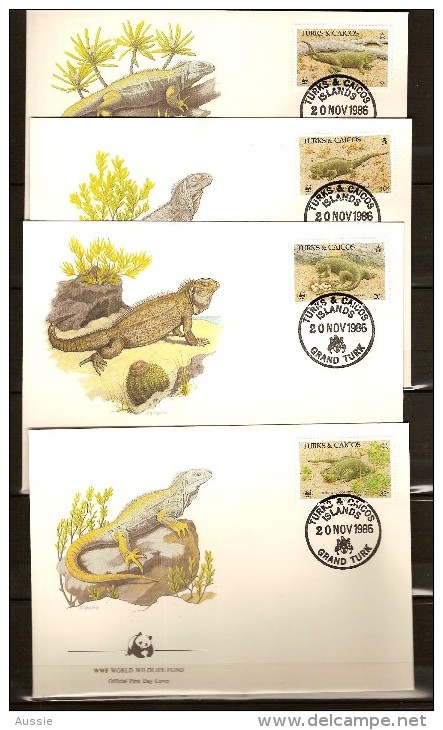 Turks & Caicos  Yvertn° 758-61 (°) Used FDC Cote Des Timbres 13,50 Euro Faune WWF L' Iguane De Terre - Turks And Caicos