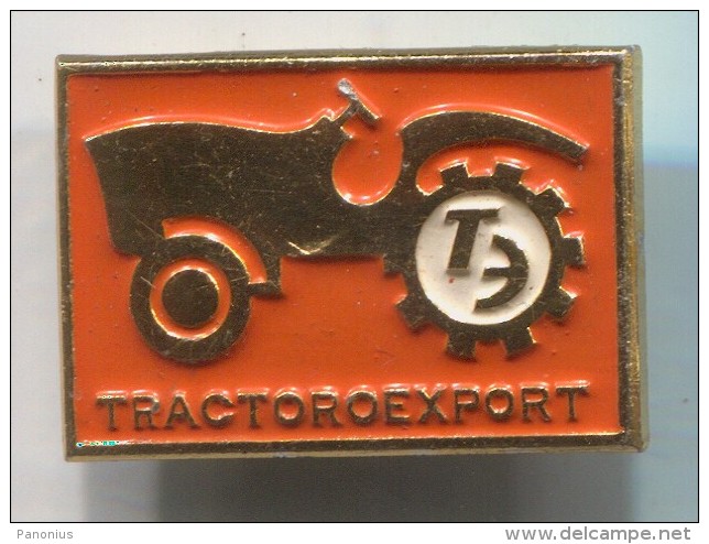 TRACTOROEXPORT - Tractor Combine Agricultural Mach. Russia Soviet Union, Vintage Pin Badge - Tracteurs