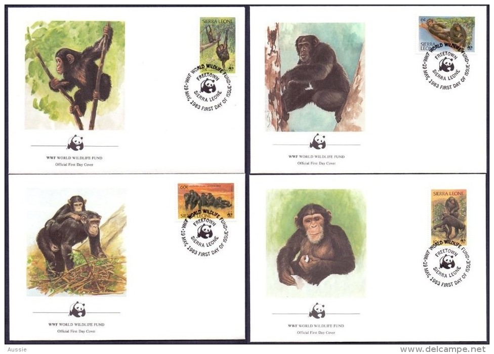 Sierra Leone 1983 Yvertn° 553-56 (°) Used FDC Cote Des Timbres 60 FF Faune Chimpansees - Sierra Leone (1961-...)