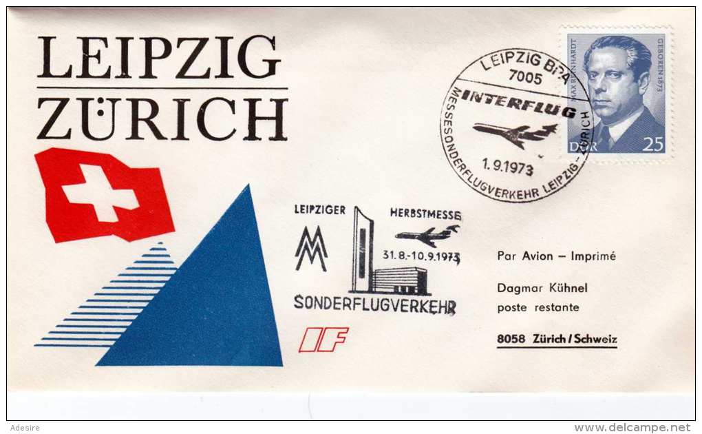 Sonderflug Interflug 1973 - Brief Von Berlin > Zürich - Briefe U. Dokumente