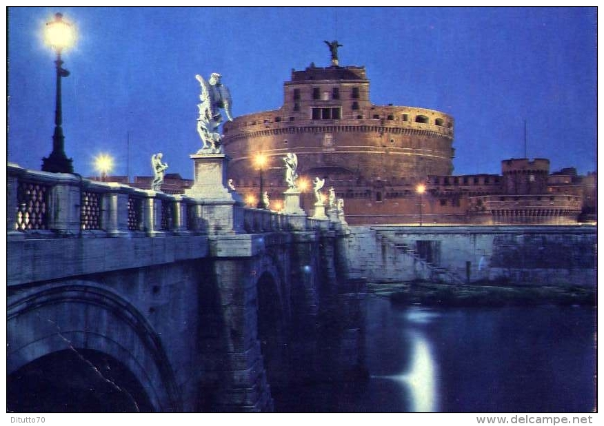 Roma - Di Notte - Ponte E Castel Sant'angelo - 1540 - Formato Grande Viaggiata - Ponts