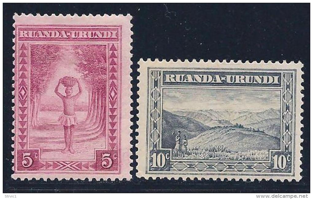 Ruanda-Urundi, Scott # 37-8 Mint Hinged Various Subjects, 1931,1938 - Unused Stamps