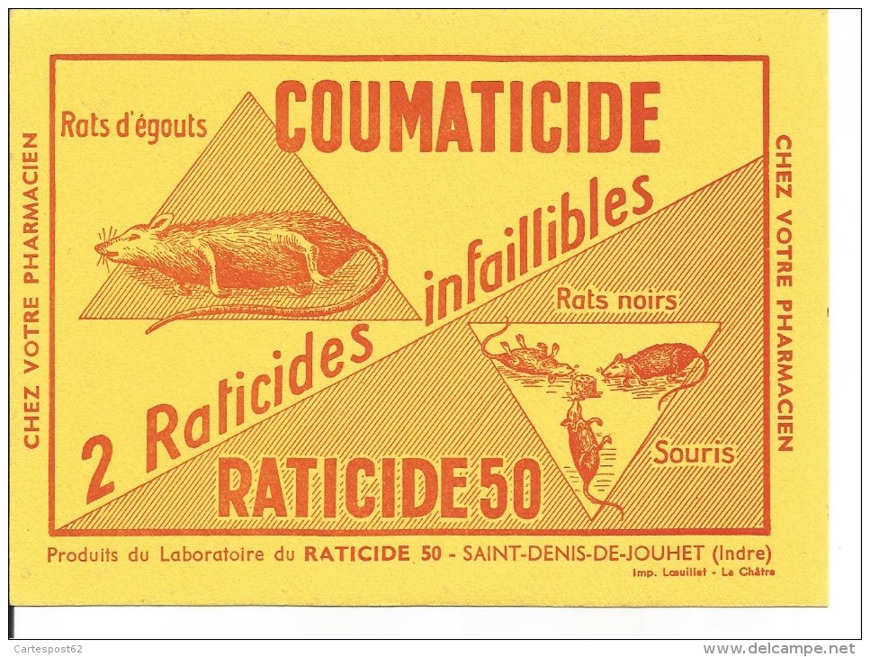 Buvard Saint-Denis-de-Jouhet. Laboratoire Du Raticide. Rats D'égouts, Rats Noirs, Souris. (Agriculture) - Agriculture