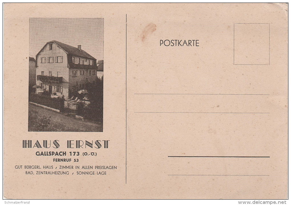 Werbe Postkarte Haus Ernst Pension Hotel Gallspach Bei Grieskirchen Hausruckviertel - Gallspach