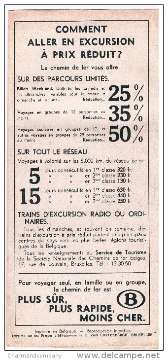 Dépliant SNCB, Mars 1938, Nos Loisirs 5 Excursions D´une Journée De Gare En Gare - Série 8 - Autres & Non Classés