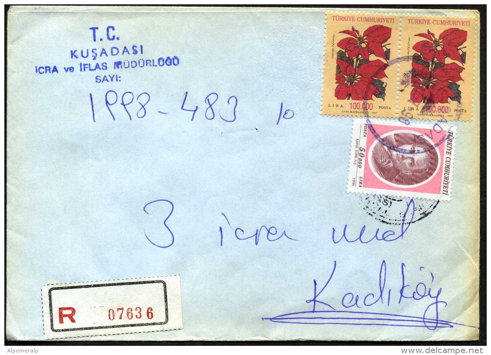 TURKEY, Michel 3076, 3125; 17 / 7 / 1998 Registered Kusadasi Postmark, With Arrival Postmark - Storia Postale