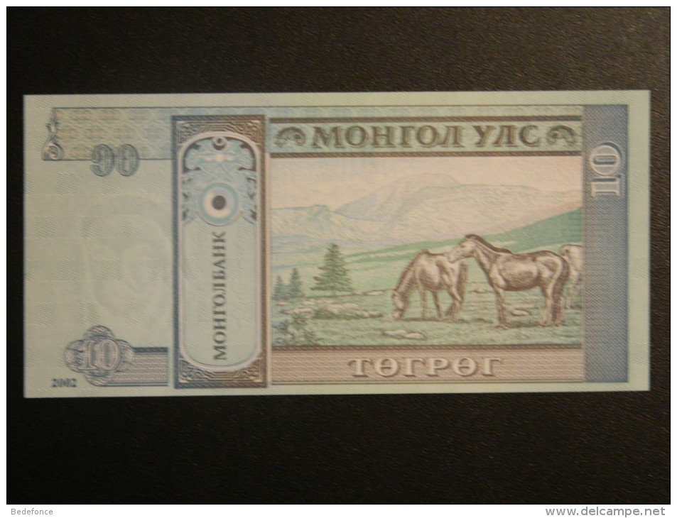 Billet - Mongolie - Valeur Faciale : 10 Tögrög- Jamais Circulé - Année ?? - Motif : Chevaux Et Sukhe Bataar - Mongolia