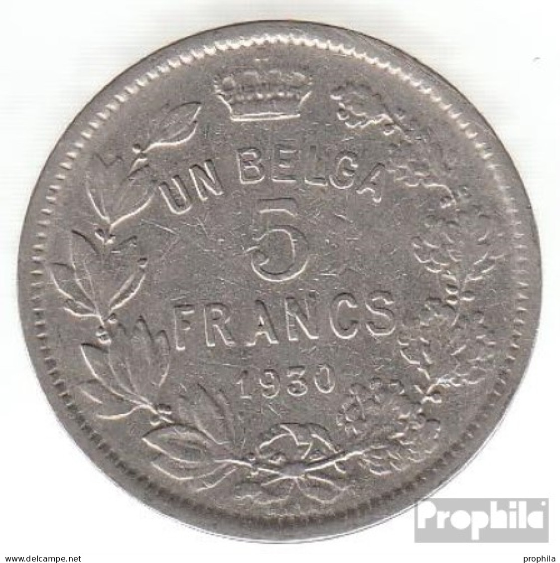 Belgien KM-Nr. : 97 1930 Sehr Schön Nickel Sehr Schön 1930 5 Francs Albert - 5 Francs & 1 Belga