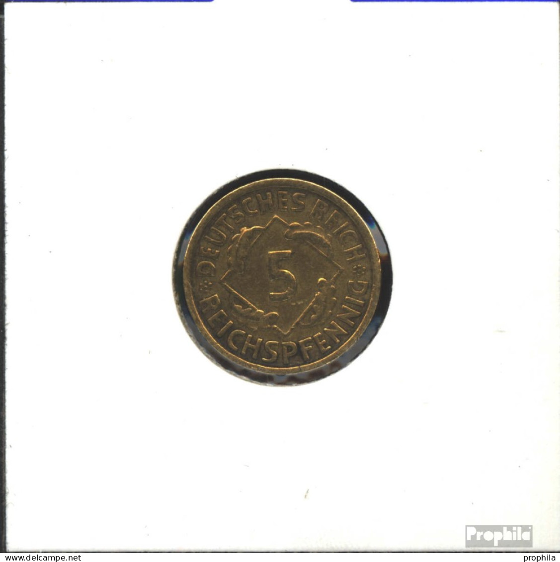 Deutsches Reich Jägernr: 316 1924 J Vorzüglich Aluminium-Bronze Vorzüglich 1924 5 Reichspfennig Ähren - 5 Rentenpfennig & 5 Reichspfennig