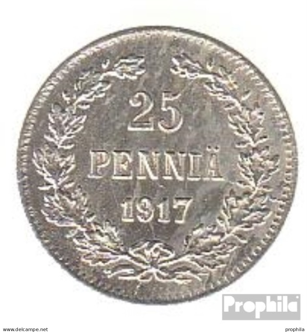 Finnland KM-Nr. : 19 1917 Stgl./unzirkuliert Silber Stgl./unzirkuliert 1917 25 Penniä Doppeladler Mit Entfernte - Finnland