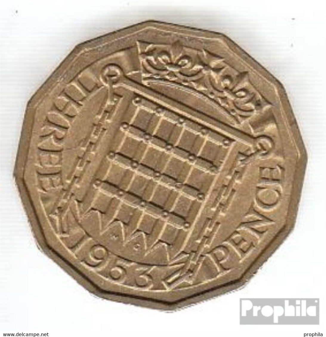 Großbritannien KM-Nr. : 886 1953 Vorzüglich Nickel-Messing Vorzüglich 1953 3 Pence Elizabeth II. - F. 3 Pence