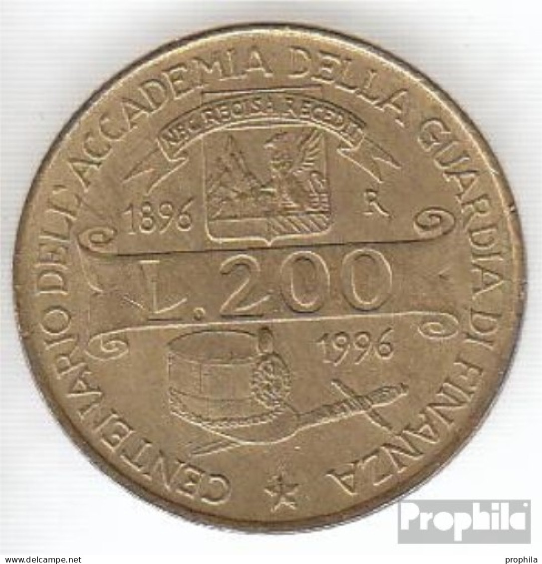 Italien KM-Nr. : 184 1996 Vorzüglich Aluminium-Bronze Vorzüglich 1996 200 Lire Akademie - 200 Lire