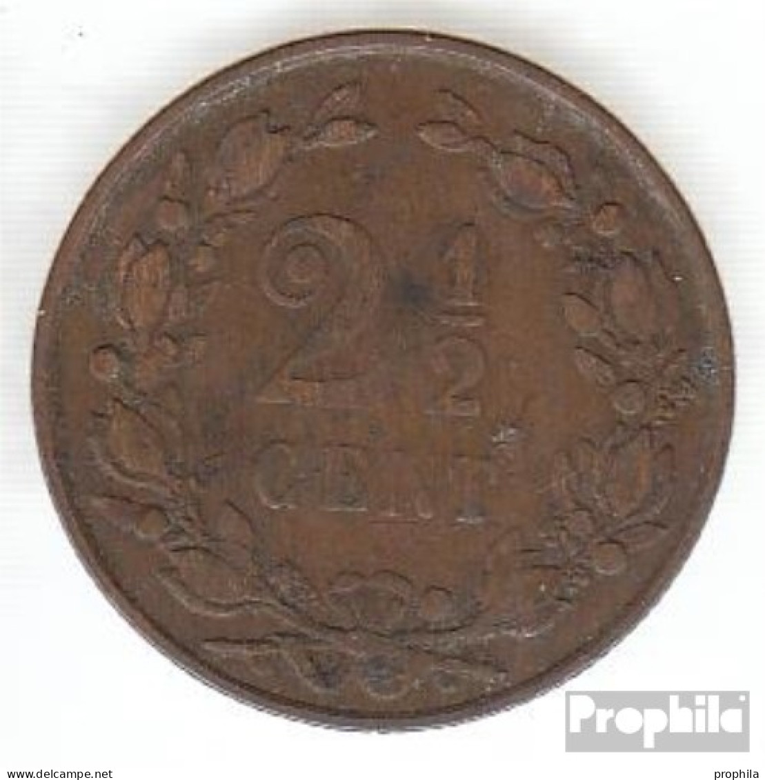 Niederlande KM-Nr. : 108 1884 Sehr Schön Bronze Sehr Schön 1884 2-1/2 Cent Gekrönter Löwe - 2.5 Cent