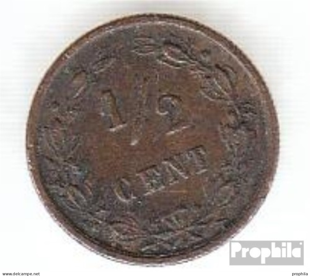 Niederlande KM-Nr. : 109 1884 Sehr Schön Bronze Sehr Schön 1884 1/2 Cent Gekrönter Löwe - 2.5 Cent