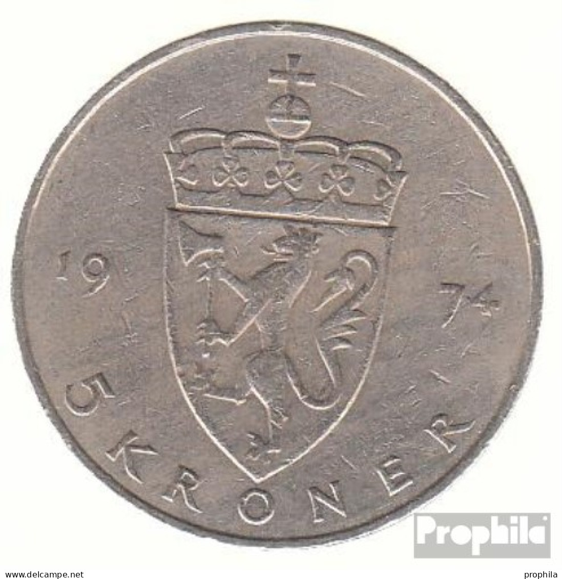 Norwegen KM-Nr. : 420 1977 Vorzüglich Kupfer-Nickel Vorzüglich 1977 5 Kroner Olav V. - Norwegen