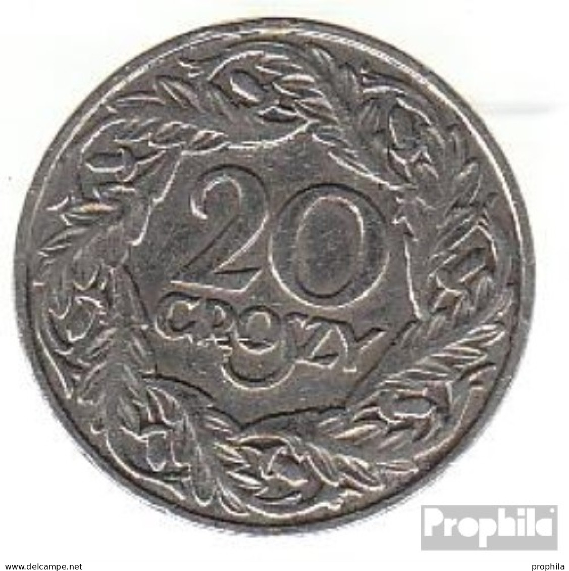 Polen KM-Nr. : 12 1923 Vorzüglich Nickel Vorzüglich 1923 20 Groszy Gekrönter Adler - Polen