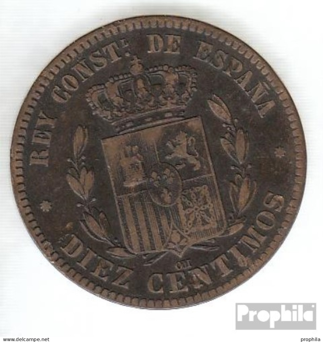 Spanien KM-Nr. : 675 1879 Sehr Schön Bronze Sehr Schön 1879 10 Centimos Alfonso XII. - Sonstige & Ohne Zuordnung