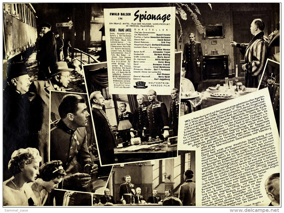 Illustrierte Film-Bühne  -  "Spionage" -  Mit Rudolf Forster , Hannelore Bollmann  -  Filmprogramm Nr. 2729 Von Ca. 1955 - Revistas