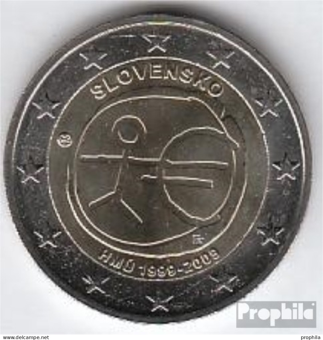 Slowakei 2009 Stgl./unzirkuliert Stgl./unzirkuliert 2009 2 Euro E.M.U. - 10 Jahre Währungs - Slovaquie