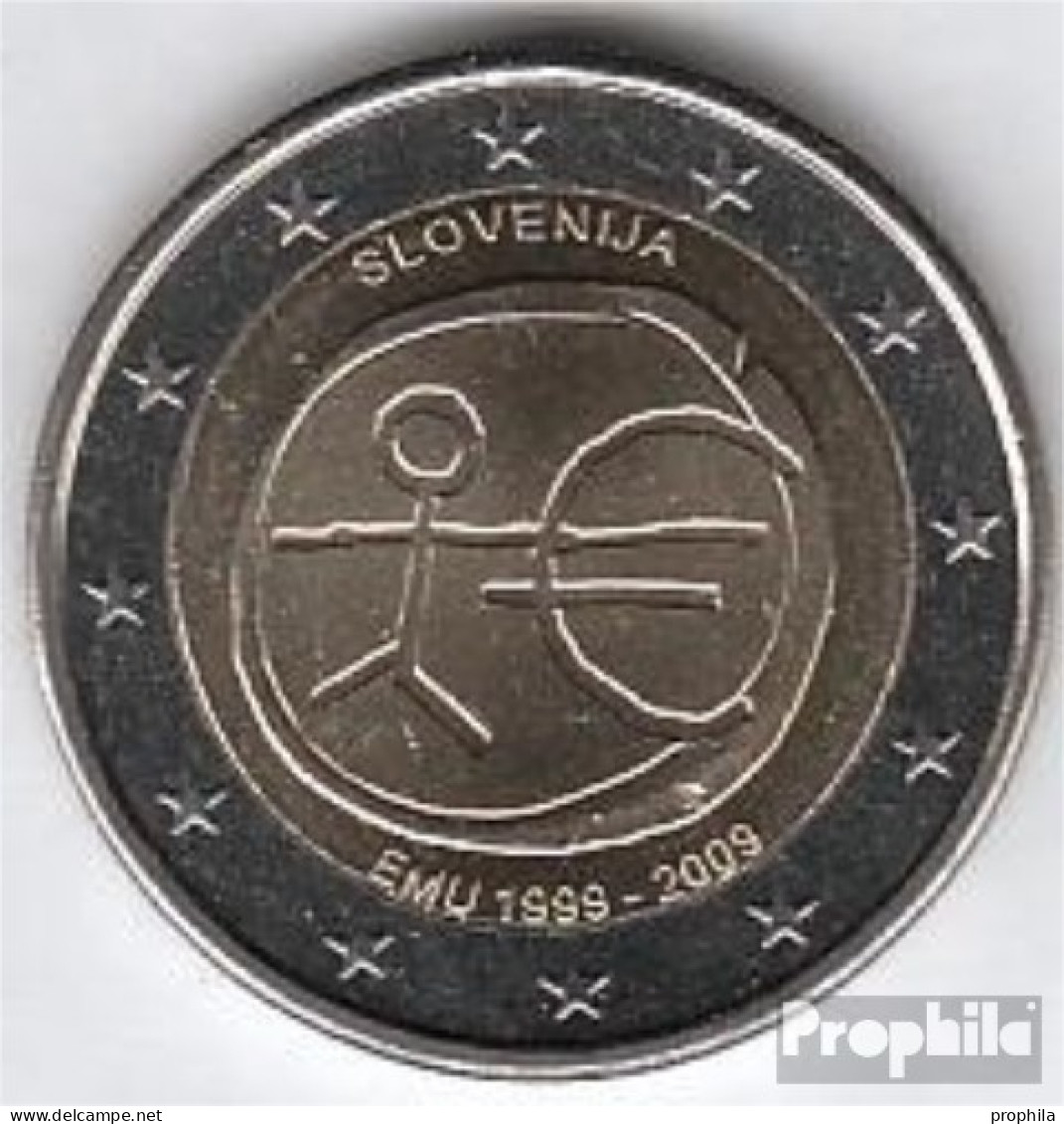 Slowenien 2009 Stgl./unzirkuliert Stgl./unzirkuliert 2009 2 EURO E.M.U. - 10 Jahre Währungs - Slovenia