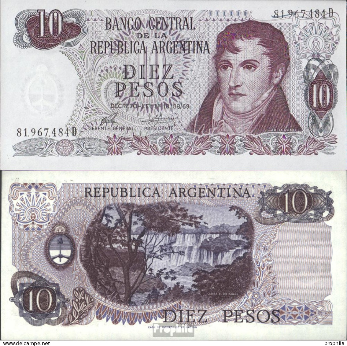 Argentinien Pick-Nr: 295 Bankfrisch 1973 10 Pesos - Argentinië