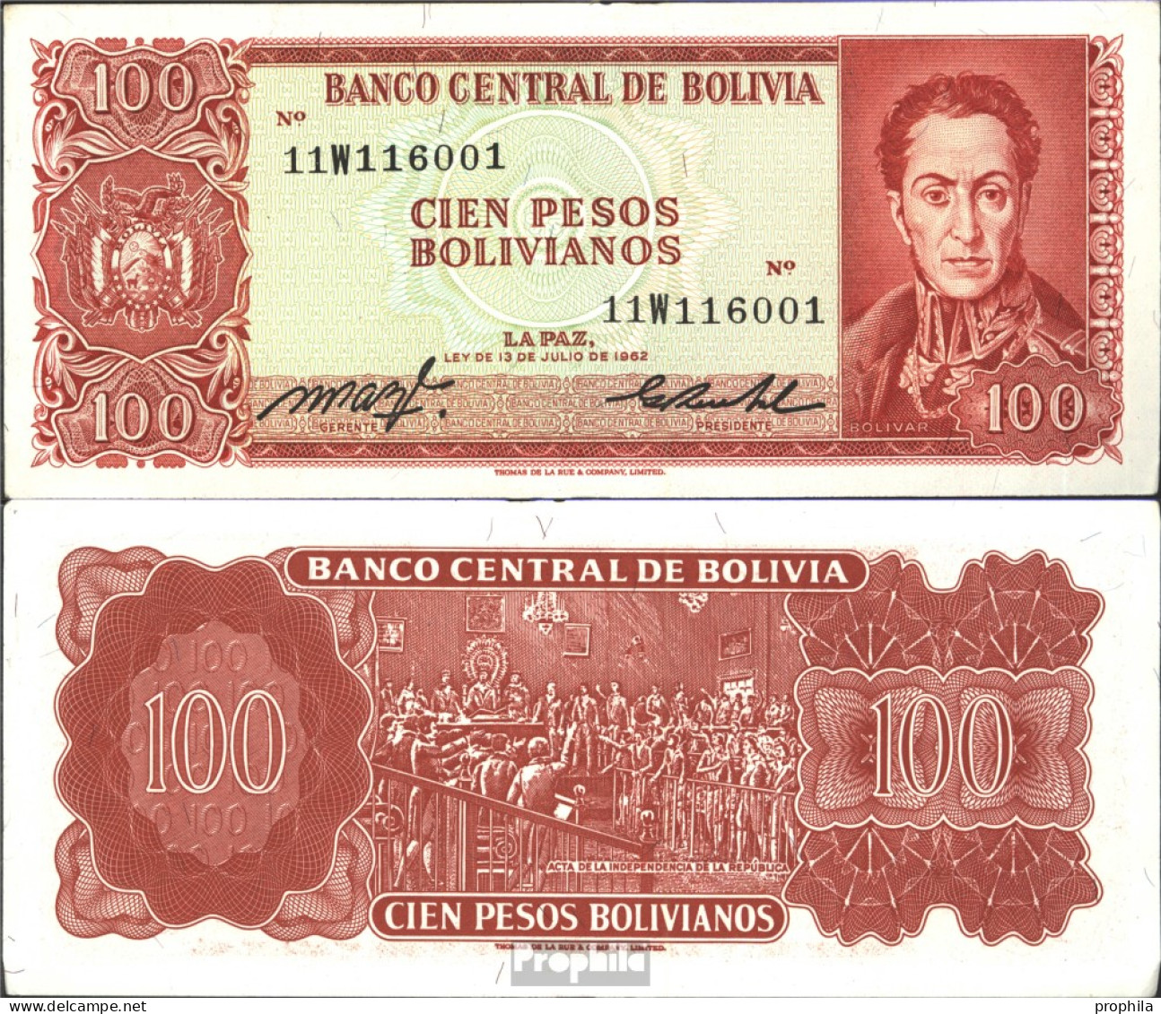 Bolivien Pick-Nr: 164a Bankfrisch 1983 100 Pesos Boliv. - Bolivie