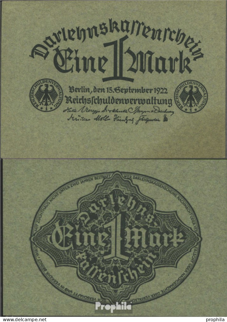 Deutsches Reich RosbgNr: 73a, Grünes Papier Bankfrisch 1922 1 Mark - 1 Mark