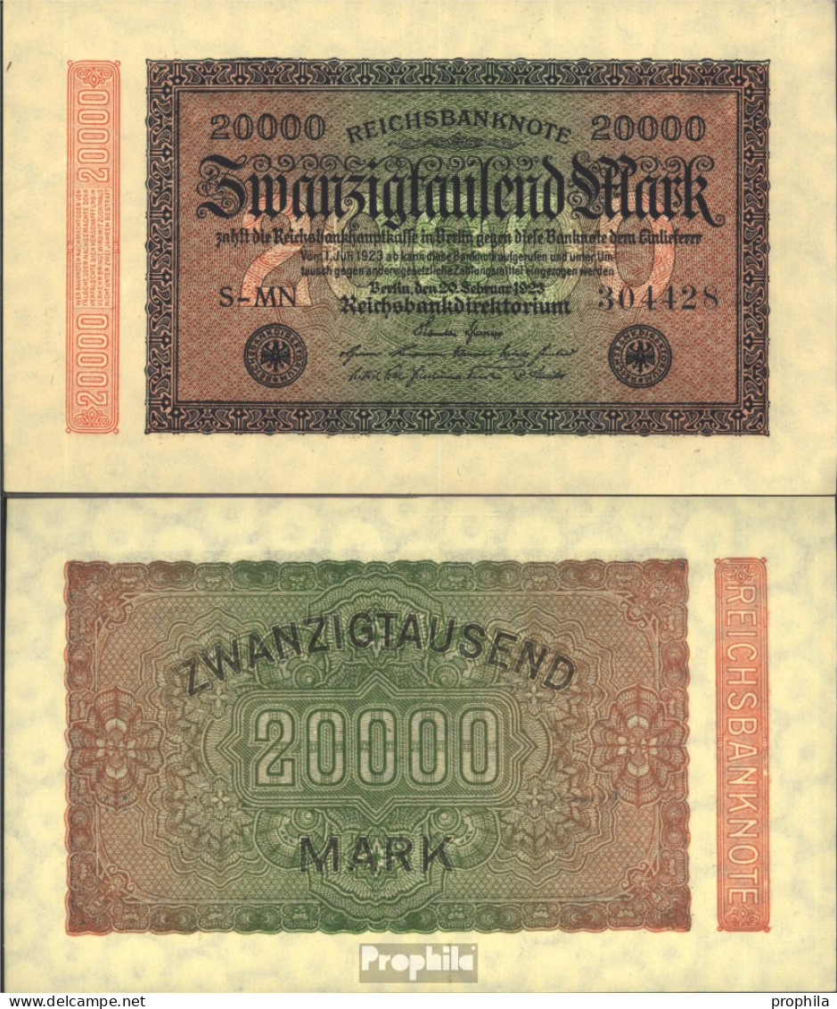 Deutsches Reich RosbgNr: 84b, Wasserzeichen Ringe 6stellige Kontrollnummer Bankfrisch 1923 20.000 Mark - 20.000 Mark
