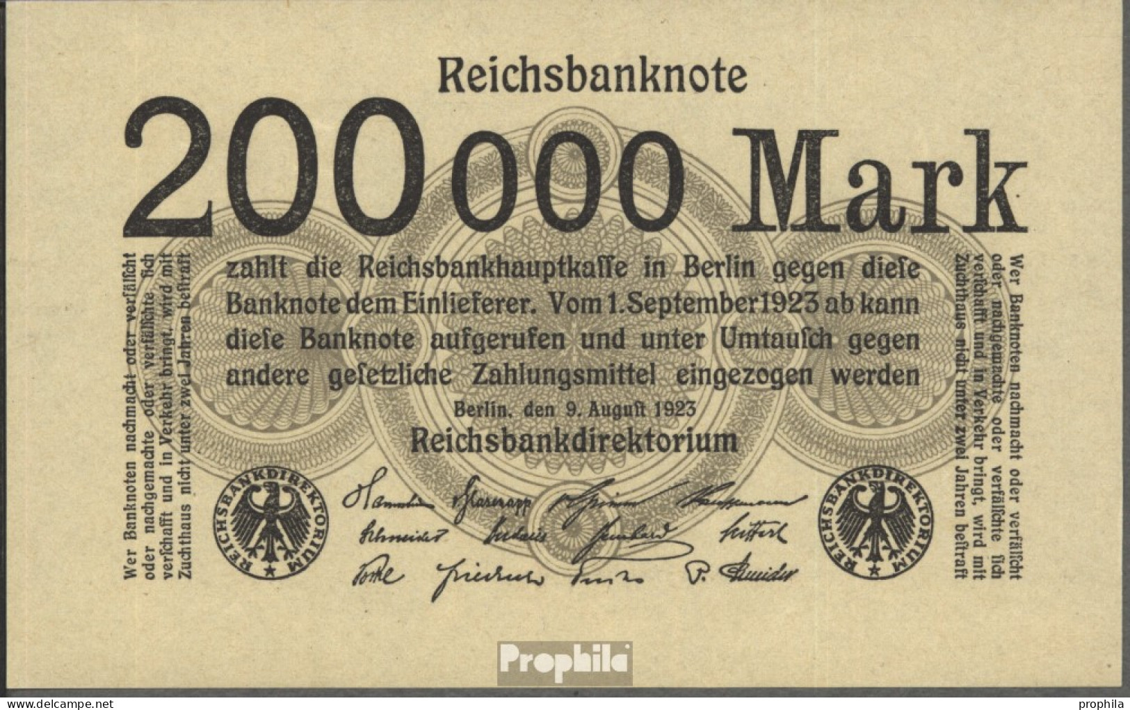 Deutsches Reich RosbgNr: 99b Ohne Firmenzeichen Bankfrisch 1923 200000 Mark - Other & Unclassified