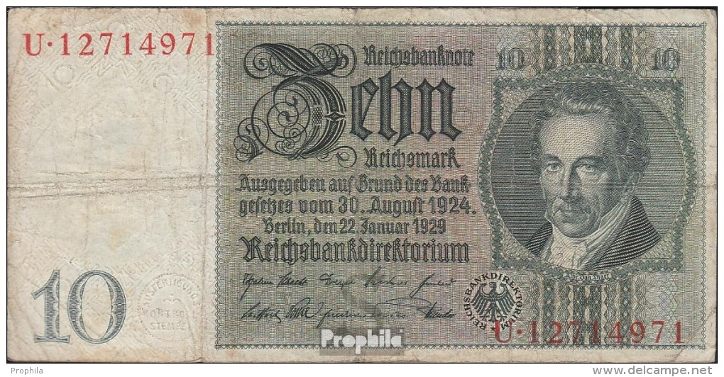 Deutsches Reich Rosenbg: 173a, Udr.-Bst. S, Serien: T-Y, Wz. Thaer Gebraucht (III) 1929 10 Reichsmark - 10 Mark