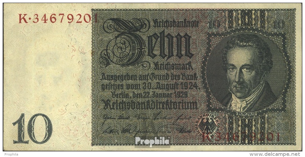 Deutsches Reich Rosenbg: 173b, Udr.-Bst. K ,G-M, Wz. Thaer Gebraucht (III) 1929 10 Reichsmark - 10 Mark