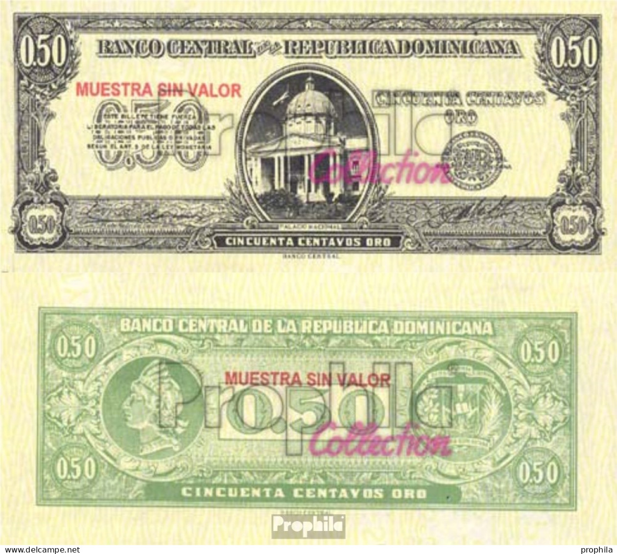 Dominikanische Republik Pick-Nr: 90s Bankfrisch 1961 50 Centavos Oro - Dominikanische Rep.