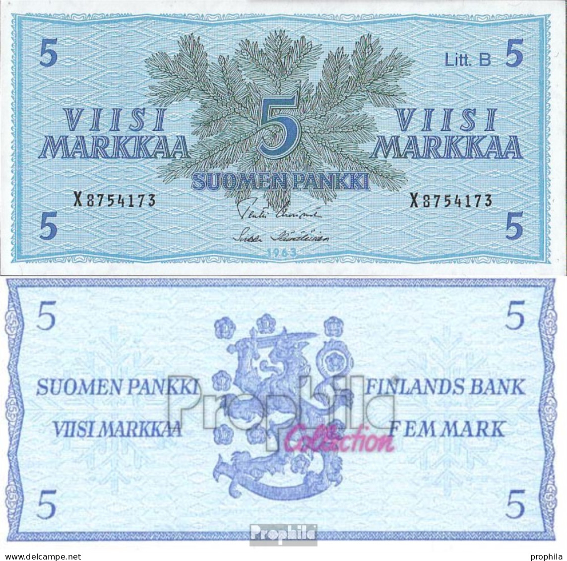 Finnland Pick-Nr: 106Aa Bankfrisch 1963 5 Markkaa - Finlande