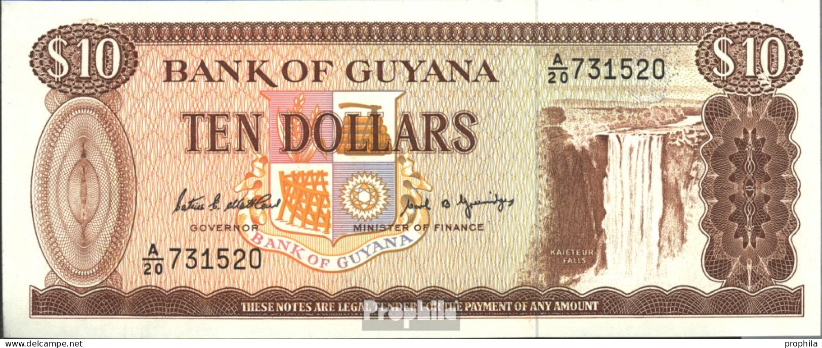 Guyana Pick-Nr: 23e Bankfrisch 1989 10 Dollars - Guyane Française