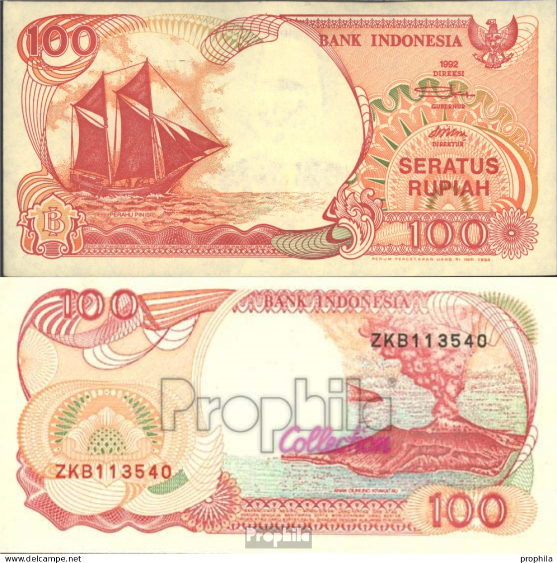 Indonesien Pick-Nr: 127c Bankfrisch 1994 100 Rupiah Segelschiff - Indonesien