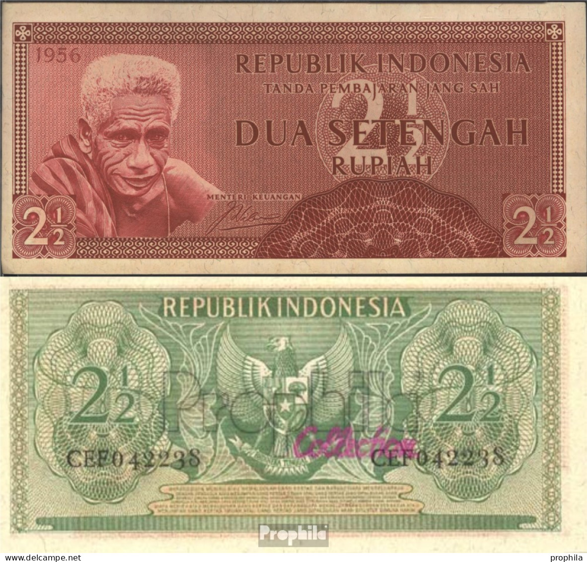 Indonesien Pick-Nr: 75 Bankfrisch 1956 2 1/2 Rupiah - Indonesien