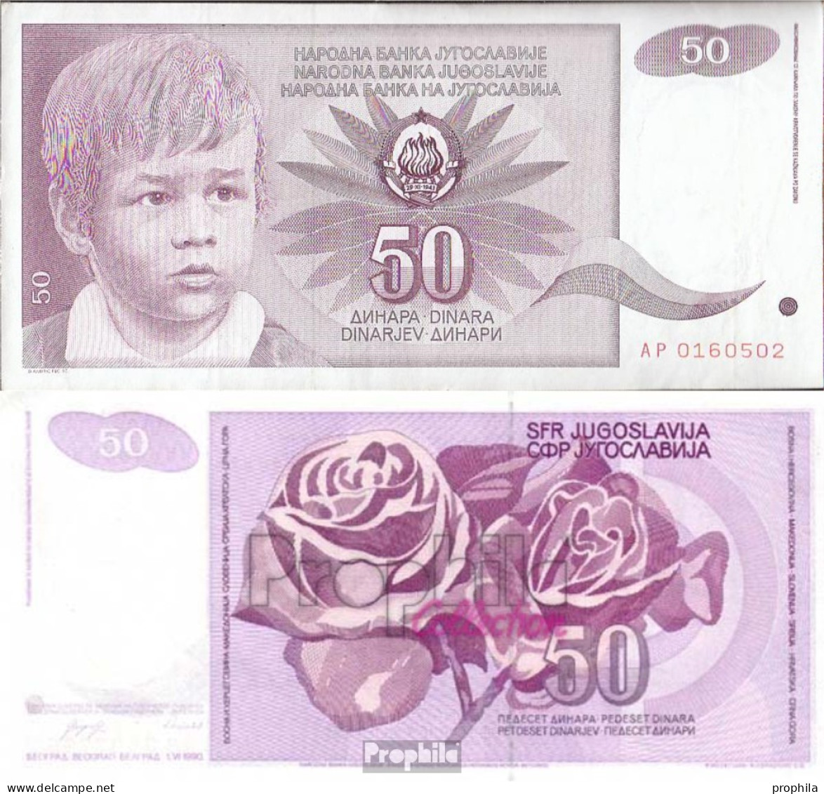 Jugoslawien Pick-Nr: 104 Bankfrisch 1990 50 Dinara - Jugoslawien