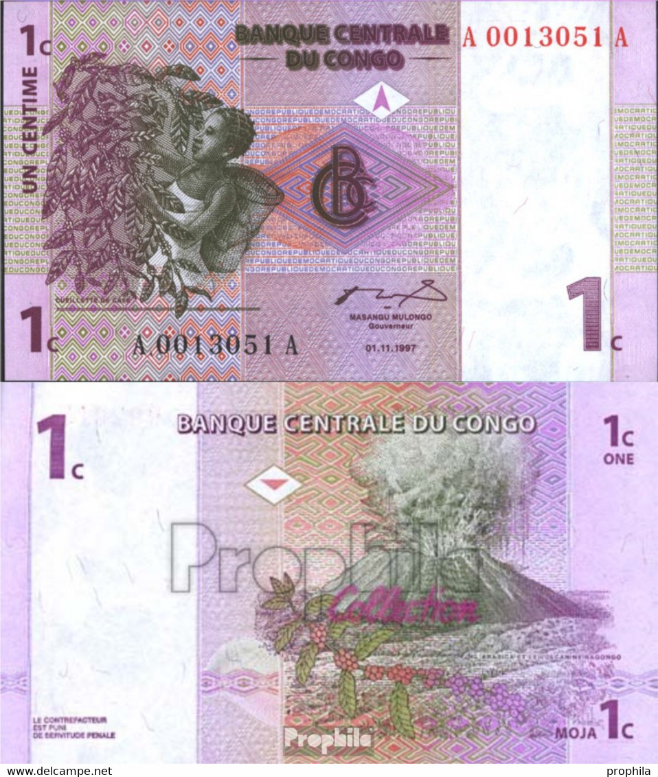Kongo (Kinshasa) Pick-Nr: 80a Bankfrisch 1997 1 Centime - Unclassified