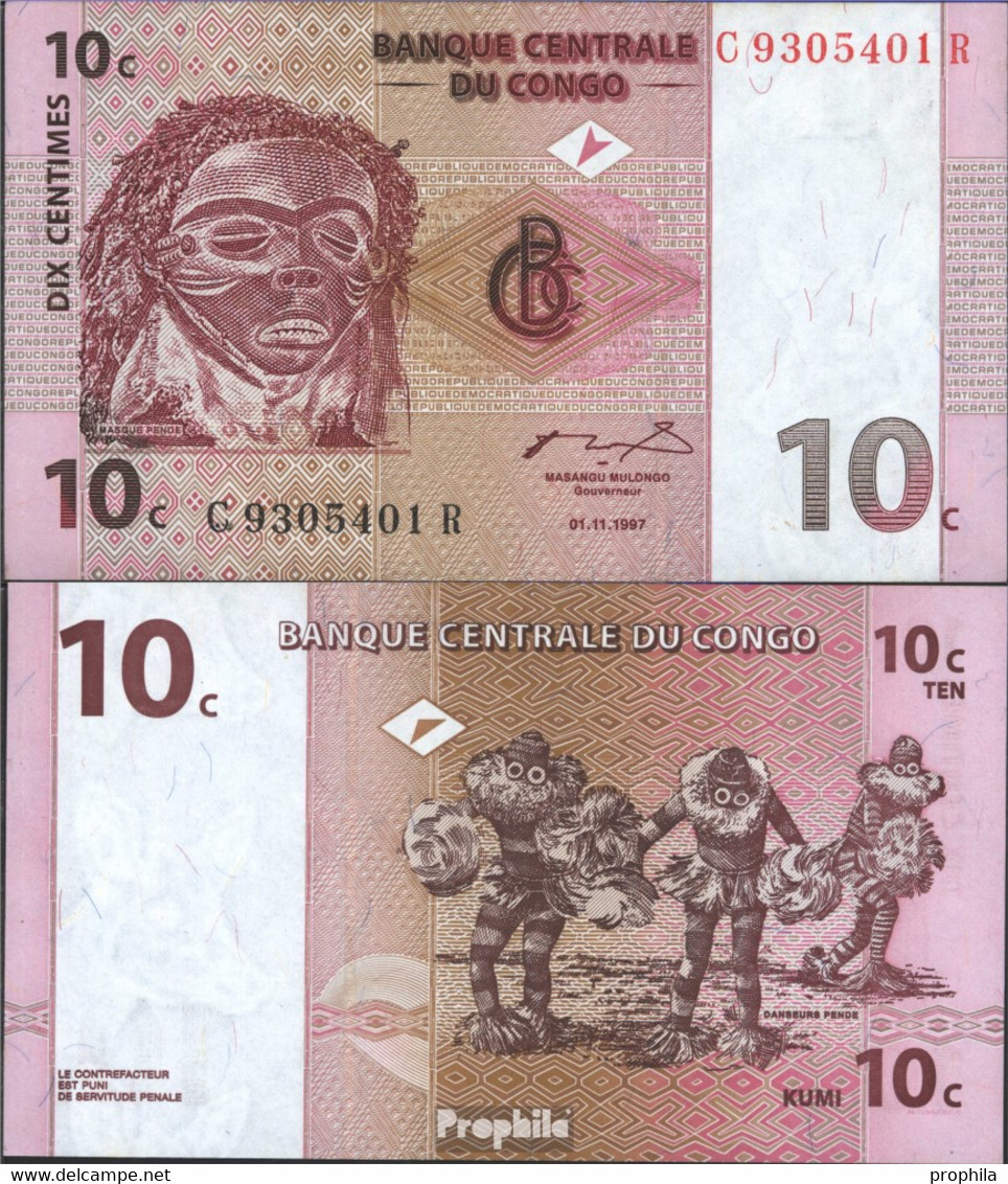 Kongo (Kinshasa) Pick-Nr: 82a Bankfrisch 1997 10 Centimes - Ohne Zuordnung
